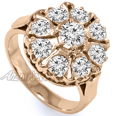 14K Rose Gold Russian Style Diamond Ring